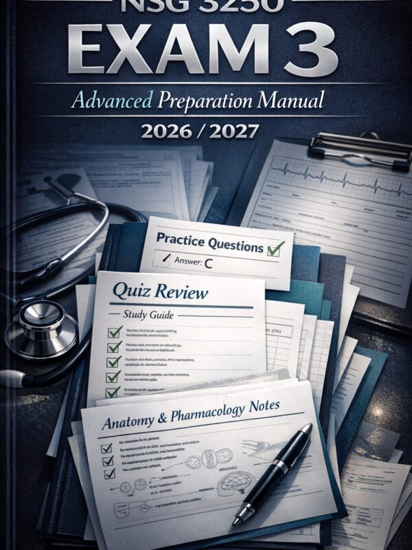 Premium book-co (5) NSG 3250 Exam 3 Advanced Preparation Manual 2026/2027 | Practice Questions, Rationales & Quiz Review