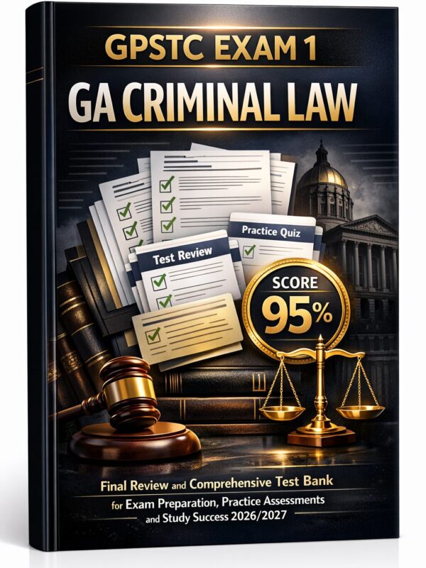 GPSTC Exam 1 GA Criminal Law Final Review 2026/2027 | Test Bank & Practice Assessments