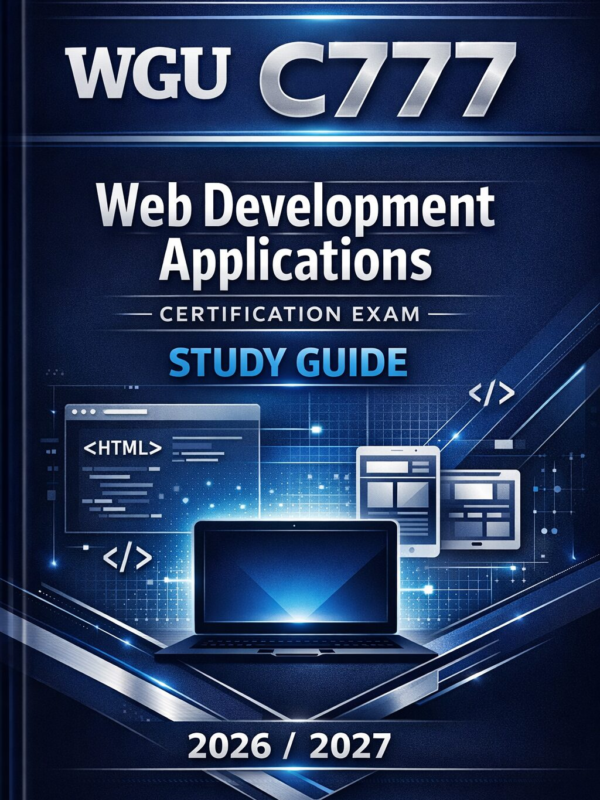 WGU C777 Web Development Applications Certification Exam Study Guide with Practice Tests 2026/2027