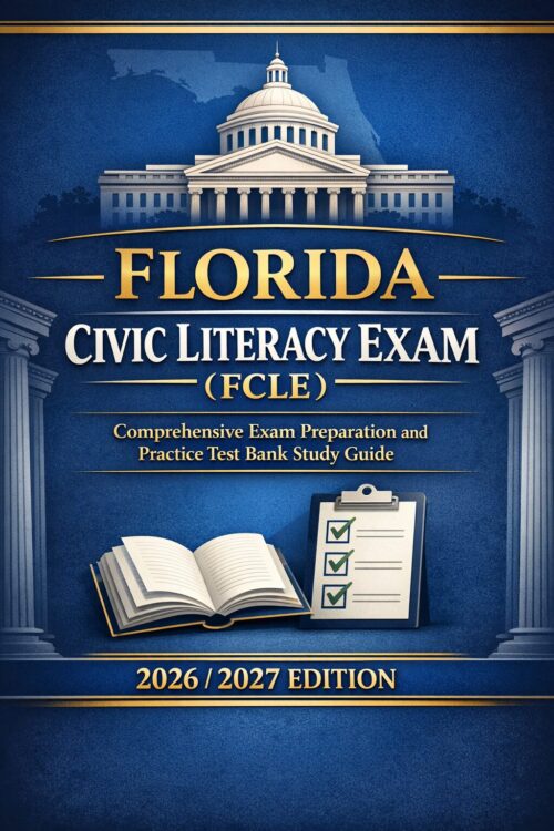 Premium vertica (20) Florida Civic Literacy Exam (FCLE) Comprehensive Exam Preparation, Practice Test Bank Study Guide