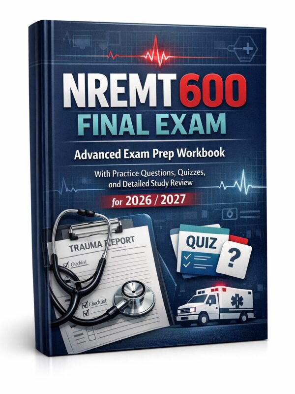 Premium vertica (21) NREMT 600 Final Exam Advanced Exam Prep Workbook, Practice Questions, Quizzes, Study Review