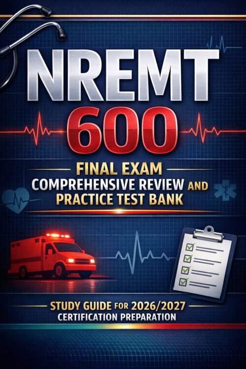 NREMT 600 Final Exam Comprehensive Review, Practice Test Bank Study Guide, Certification Prep