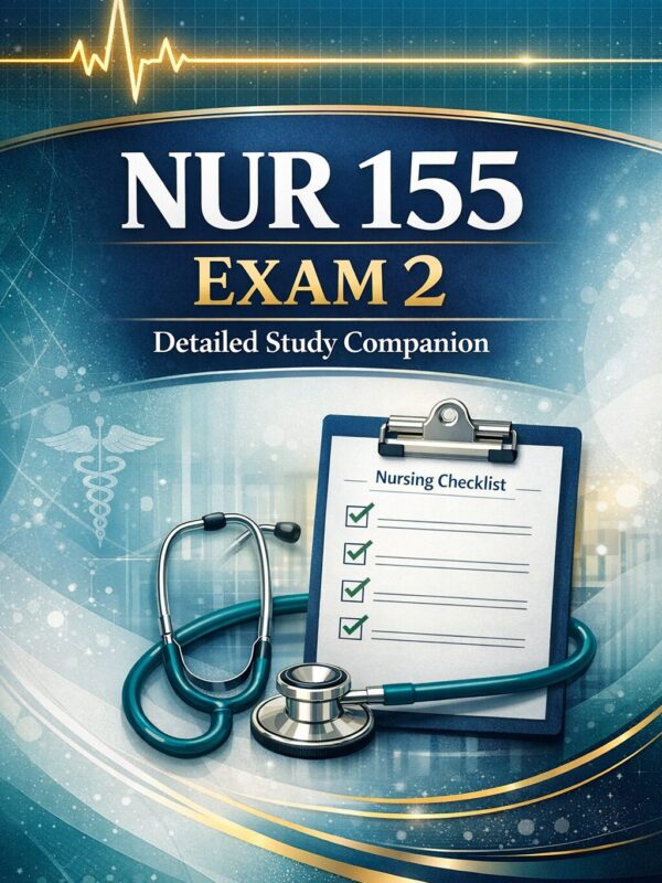 Premium vertica (46) NUR 155 Exam 2 Detailed Study Companion, Practice Exams, Key Nursing Topics, Test Preparation