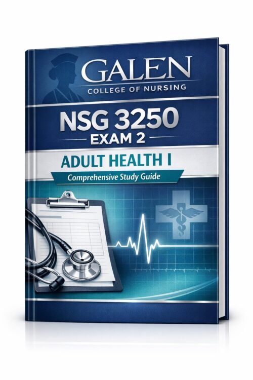 Premium vertica NSG 3250 Exam 2 Adult Health I Comprehensive Study Guide | Practice Questions & Test Bank Review