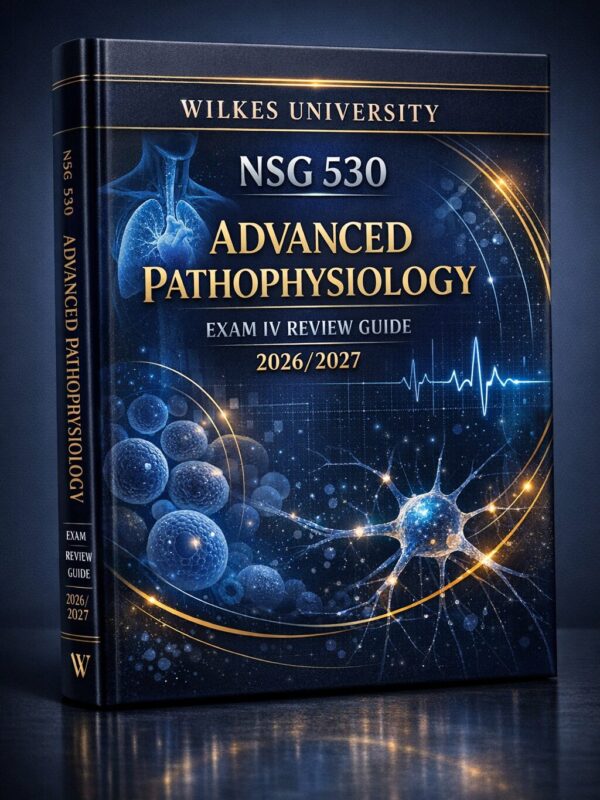 Professional bo (21) Here is the generated book-cover image for Wilkes University NSG 530 Advanced Pathophysiology Exam IV Review Guide 2026/2027 with In-Depth Concepts, Mock Exams, and Clinical Application Questions.