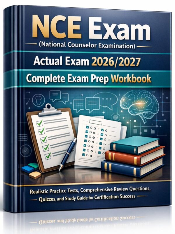 A polished 3D b (10) NCE Exam (National Counselor Examination) 2026/2027 Complete Exam Prep Workbook