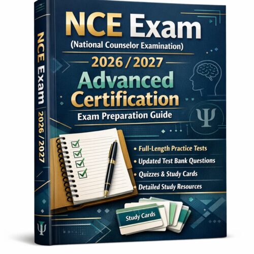 A polished 3D b (9) NCE Exam 2026/2027 Advanced Certification Exam Preparation Guide with Practice Tests