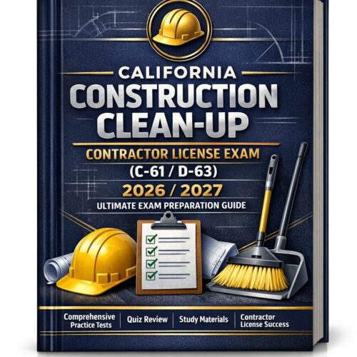 A premium 3D bo California Construction Clean-Up Contractor License Exam C-61 / D-63 2026/2027 Ultimate Prep Guide