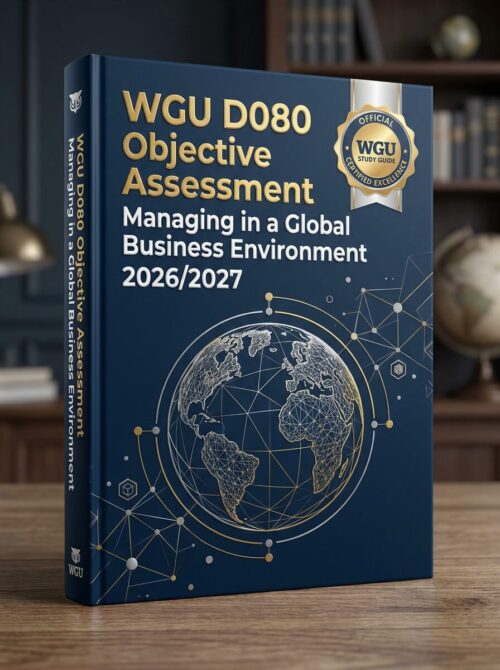 A premium 3D po (10) WGU D080 Objective Assessment 2026/2027: Managing in a Global Business Environment Study Guide & Test Bank