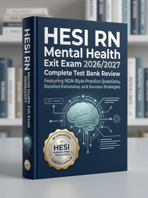 A premium 3D po (29) HESI RN Mental Health Exit Exam 2026/2027 Complete Test Bank Review Featuring NGN-Style Practice Questions, Detailed Rationales, and Success Strategies