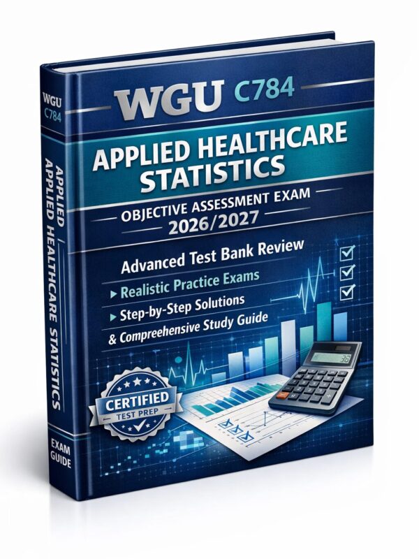 A premium 3D po (8) WGU C784 Applied Healthcare Statistics OA Exam 2026/2027: Advanced Test Bank Review & Practice Exams