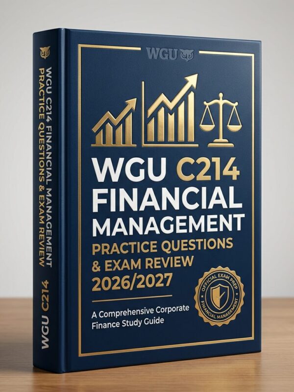 A premium 3D po (97) WGU C214 Financial Management Practice Questions & Review 2026/2027