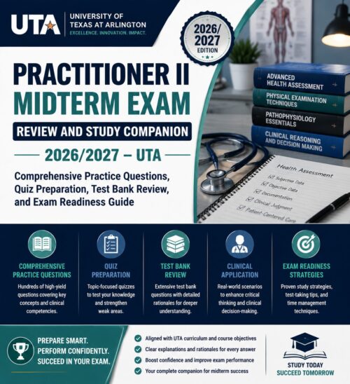 ChatGPT Image Jul 1, 2026, 07_45_09 AM Practitioner II Midterm Exam Review and Study Companion 2026/2027 UTA Comprehensive Guide with Practice Questions, Quiz Preparation, Test Bank Review & Exam Readiness