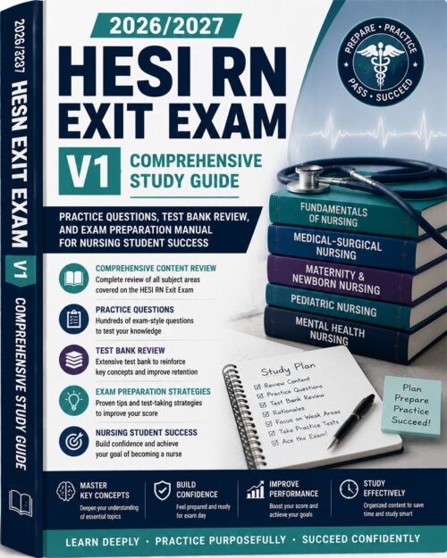 ChatGPT Image Jul 1, 2026, 11_56_29 AM HESI RN Exit Exam V1 2026/2027 Comprehensive Study Guide, Practice Questions & Test Bank Review