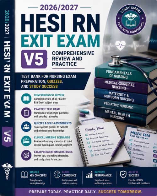 ChatGPT Image Jul 1, 2026, 12_09_24 PM HESI RN Exit Exam V5 2026/2027 Comprehensive Review, Practice Test Bank & Nursing Exam Prep Guide