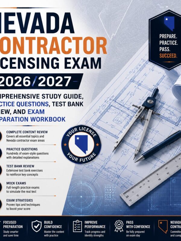 ChatGPT Image Jul 2, 2026, 04_41_46 PM Nevada Contractor Licensing Exam 2026/2027 Comprehensive Study Guide, Practice Questions, Test Bank Review, and Exam Preparation Workbook