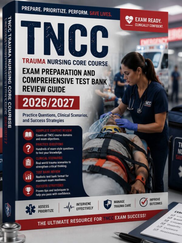 ChatGPT Image Jul 2, 2026, 10_27_44 AM TNCC Trauma Nursing Core Course Exam Preparation & Comprehensive Test Bank Review Guide 2026/2027 | Practice Questions, Clinical Scenarios & Success Strategies