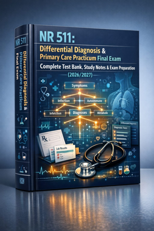 NR 511 Differential Diagnosis & Primary Care Practicum Final Exam Test Bank, Study Notes & Exam Prep 2026/2027