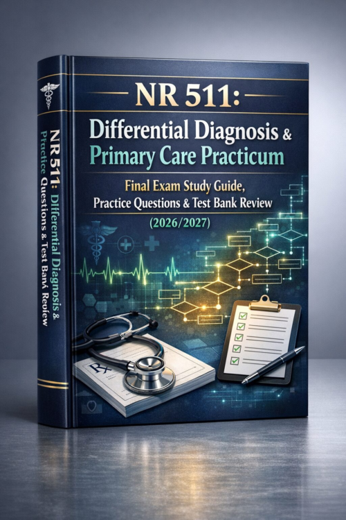 NR 511 Differential Diagnosis & Primary Care Practicum Final Exam Study Guide, Practice Questions & Test Bank Review 2026/2027
