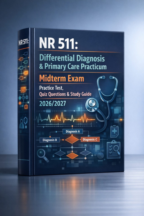 NR 511 Differential Diagnosis & Primary Care Practicum Midterm Practice Test, Quiz Questions & Study Guide 2026/2027