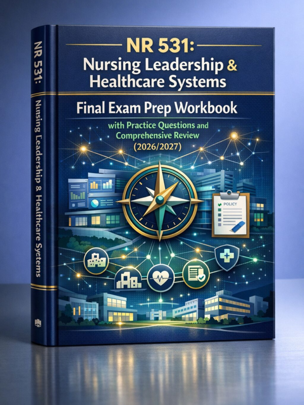 Create a polish (51) NR 531 Nursing Leadership & Healthcare Systems Final Exam Prep Workbook with Practice Questions 2026/2027
