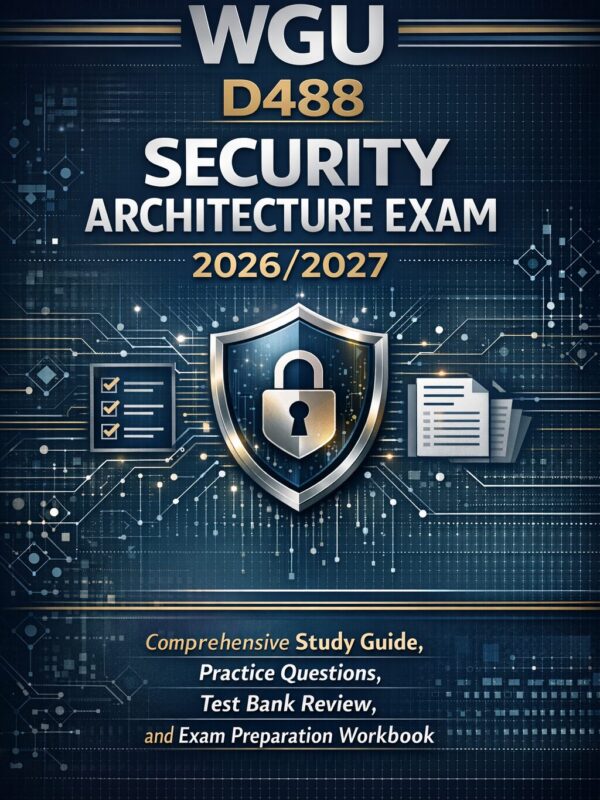 WGU D488 Security Architecture Exam Study Guide 2026/2027 with Practice Questions & Workbook