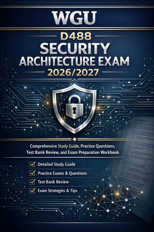 WGU D488 Security Architecture Exam Study Guide 2026/2027 with Practice Questions & Workbook