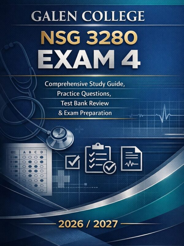 Create a premiu - 2026-07-08T220924.432 Galen NSG 3280 Exam 4 Study Guide 2026/2027 with Practice Questions & Test Bank Review