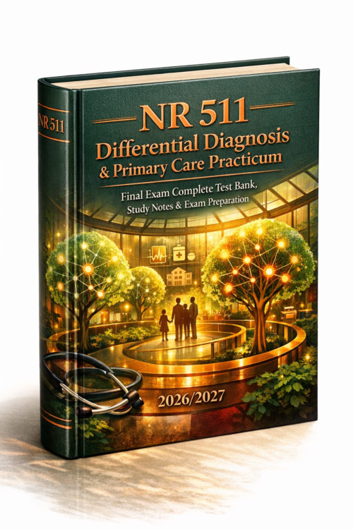 NR 511 Differential Diagnosis & Primary Care Practicum Final Exam Test Bank, Study Notes & Exam Prep 2026/2027