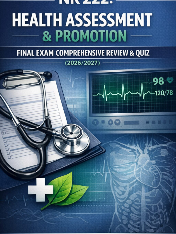 Health Assessment & Promotion Final Exam Review and Quiz guide for 2026/2027.