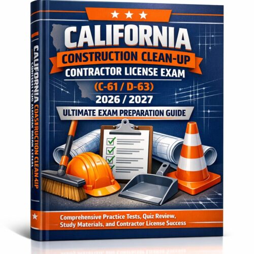Premium 3D book (1) California Construction Clean-Up Contractor License Exam C-61 / D-63 2026/2027 Ultimate Prep Guide