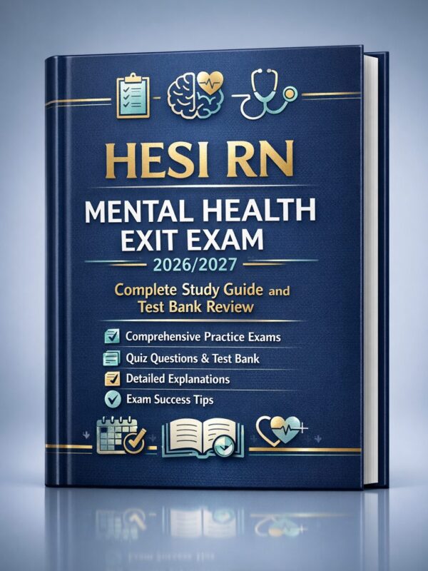 Premium portrai (19) HESI RN Mental Health Exit Exam 2026/2027 Complete Study Guide and Test Bank Review with Comprehensive Practice Exams, Quiz Questions, Detailed Explanations, and Exam Success Tips