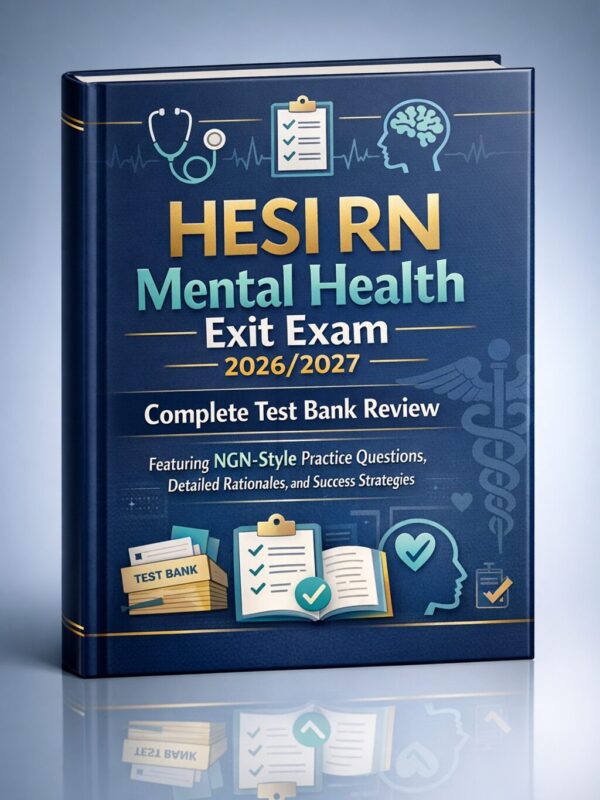 Premium portrai (20) HESI RN Mental Health Exit Exam 2026/2027 Complete Test Bank Review Featuring NGN-Style Practice Questions, Detailed Rationales, and Success Strategies