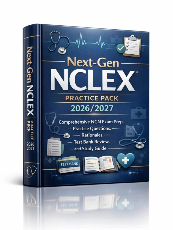 Premium portrai (24) Next-Gen NCLEX Practice Pack 2026/2027: Comprehensive NGN Exam Prep, Practice Questions, Rationales, Test Bank Review, and Study Guide