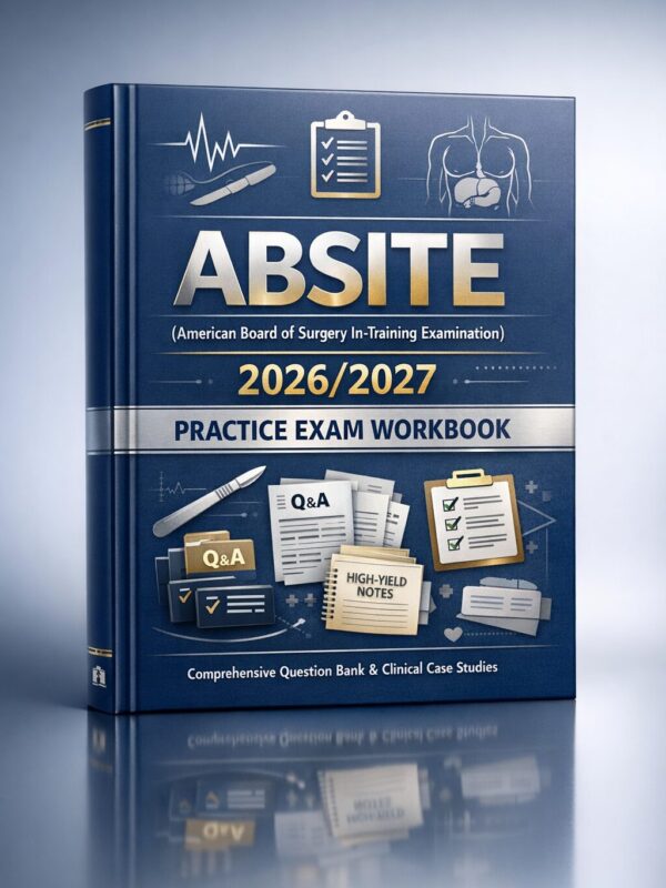 Premium portrai (3) ABSITE 2026/2027 Practice Exam Workbook: Comprehensive Test Bank, Mock Exams & Clinical Case Reviews