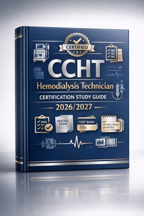 Premium portrai (8) CCHT Hemodialysis Technician Certification Study Guide 2026/2027: In-Depth Exam Preparation, Test Bank Review, Practice Exams & Key Concept Mastery