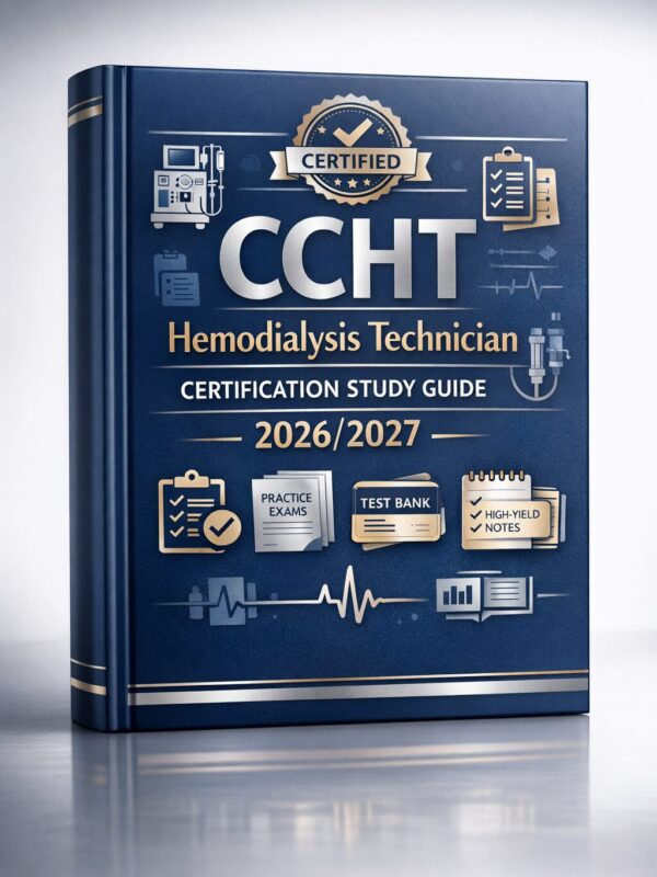 Premium portrai (8) CCHT Hemodialysis Technician Certification Study Guide 2026/2027: In-Depth Exam Preparation, Test Bank Review, Practice Exams & Key Concept Mastery